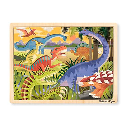 Melissa & Doug Dinosaurs Wooden Jigsaw Puzzle with Storage Tray (24 pcs) - style: Dinosaurs