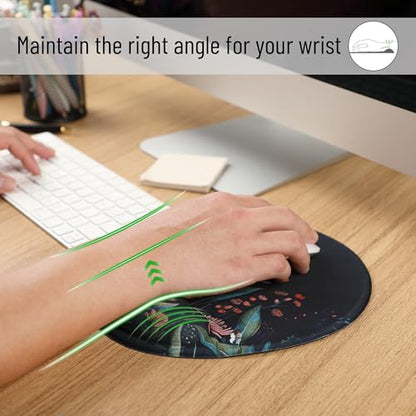 Mr. Pen- Ergonomic Mouse Pad with Wrist Rest, Midnight Bloom Design | Breathable Fabric with Memory Foam Cushion, Non-Slip Rubber Base, Gel Mouse Pad with Wrist Support - color: Midnight Bloom