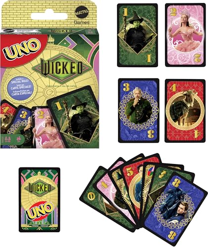 Mattel Games UNO Wicked Card Game for Kid, Adult & Family Nights, Parties, Travel & Camping, Inspired by the Movie - style: UNO Wicked