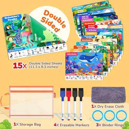 JoyCat Seek & Find Game Book - Animal Preschool Learning Activity | for Toddlers & Kids, Travel Activities Toys for Road Trip, Christmas Toys, Educational Gifts for Boys Girls Ages 3-5 - style: 4. Seek & Find Animals