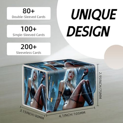 Trading Card Storage Box, Holds 100+ for MTG Cards, PU Leather with Magnetic Closure, Assassin in Gothic Graveyard Durable Deck Box for Magic the Gathering, Trading Card Games - color: Assassin in Gothic Graveyard