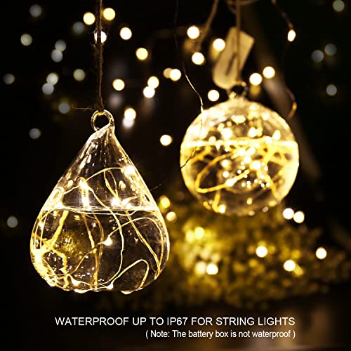 MUMUXI 20 Pack 7.2ft Fairy Lights Battery Operated String Lights, Mini LED Battery Powered Twinkle LEDs, Waterproof Copper Wire Firefly Lights for Mason Jars, Warm White - color: Warm White, size: 7.2 Ft-20 Pack-20 LED