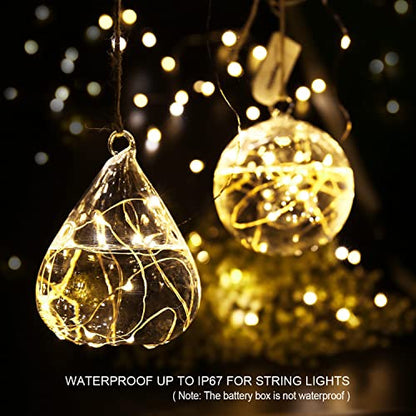MUMUXI 20 Pack 7.2ft Fairy Lights Battery Operated String Lights, Mini LED Battery Powered Twinkle LEDs, Waterproof Copper Wire Firefly Lights for Mason Jars, Warm White - color: Warm White, size: 7.2 Ft-20 Pack-20 LED