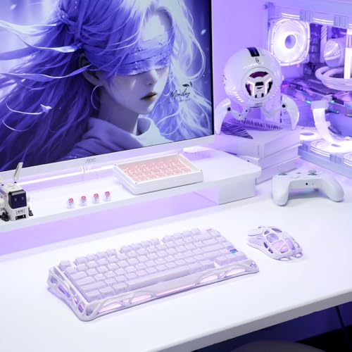 GravaStar Mercury M1 Pro Gaming Mouse, Lightweight Magnesium Alloy, 26,000 DPI, PAW3395DM Sensor, 5 Programmable Buttons, Support Wired/2.4GHz/BT, Up to 200 Hours Battery Life (Lavender Purple) - color: Purple