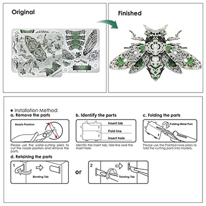 Piececool Metal 3D Puzzles for Adults, Cicada 3D Model Building Kits Insect Themed Animal Fashion Brooch Assembling DIY Crafts Creative Gifts - color: Cicada
