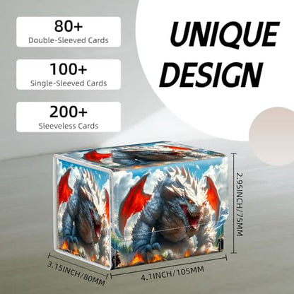 Trading Card Storage Box, Holds 100+ for MTG Cards, PU Leather with Magnetic Closure, Giant White Dragon Mountain Battle Durable Deck Box for Magic the Gathering, Trading Card Games - color: Giant White Dragon Mountain Battle