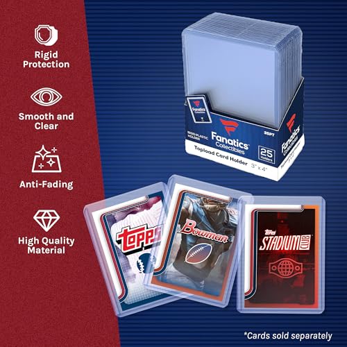 Fanatics Collectibles 35pt 3x4 Top Loaders, 25 Count - Standard Size Clear Rigid Card Holders for Trading Card Protection