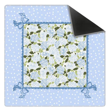 Coquette Blue Hydrangea Mahjong Mat 31.5" x 31.5",Blue and Green Floral Non-Slip Noise Reduction Mahjong Table Cover Accessories and Supplies for Dominoes Poker Card Board and Tile Games Gifts - color: Coquette Blue Hydrangea