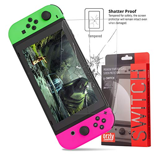 Orzly Glass Screen Protectors Compatible with Nintendo Switch - Premium Tempered Glass Screen Protector Twin Pack [2X Screen Guards - 0.24mm] for 6.2 Inch Tablet Screen on Nintendo Switch Console - size: 6.2"