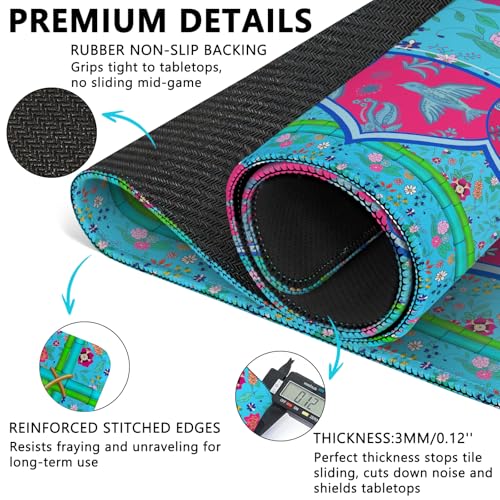 Mahjong Mat with Carrying Bag and 3 Dice, 31.5" X 31.5" Noise Reduction Mahjong Table Cover, Non Slip Gaming Mat for Board Tile Games Poker Card Dominoes, Mahjong Gifts for Women Mahjong Accessories - color: A0202