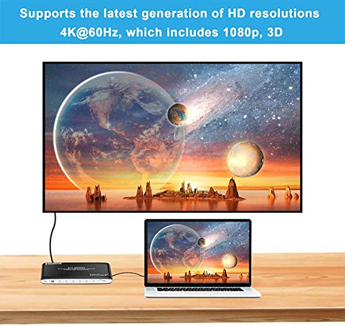 4K 60Hz 5 Port 5 x 1 HDMI Switch with IR Remote Control HDMI 2.0 Switcher Support 18Gbps 4K x 2K 3D HDCP 2.2 HDMI Splitter Hub Port Switches for PS4 Xbox Apple TV Fire Stick Blu-Ray Player - style: 5 In 1 Out