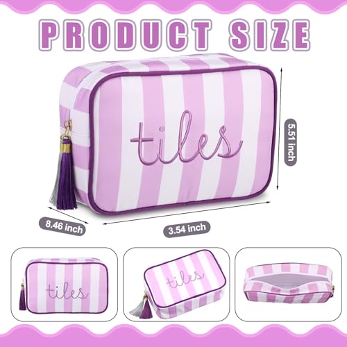 Sanwuta 1 Pcs Mahjong Tile Bag with Zipper,Purple,Striped | Embroidered Mahjong Case for 166 American Mahjong Tiles (1.2") Portable Bags for Board Game Party Gathering Travel - color: Purple, style: Classic