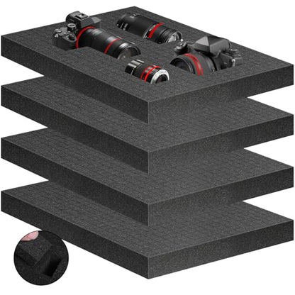 Eunice 4 Pcs 16" x 12" x 1.5" Pick-and-Pluck Foam Padding Sheets | Custom Foam Inserts for Cases, Toolboxes, Camera Storage, Packing and Crafts, High Density Shock Absorbing Protection - size: 4PCS-16*12*1.5 Inches