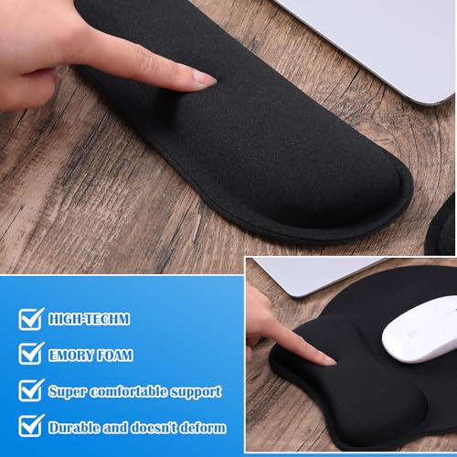 6 Pcs Mouse Pad and Keyboard Wrist Rest, Keyboard and Mouse Pad Set with Wrist Support, Ergonomic Memory Foam Wrist Rest for Computer Keyboard Office, Gaming, Computer, Laptop, Typing Comfort
