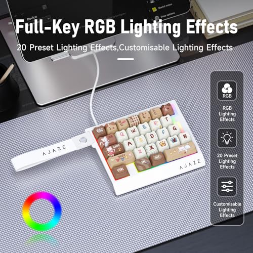 AJAZZ AK029 Magnetic Switch One Handed Gaming Keyboard, Hall Effect Rapid Trigger Mechanical Keypad with SOCD & DKS, 8KHz Polling Rate, 29 Keys Mini Ergonomic Gaming Keyboard for FPS Gamers, PC - color: Light Yellow