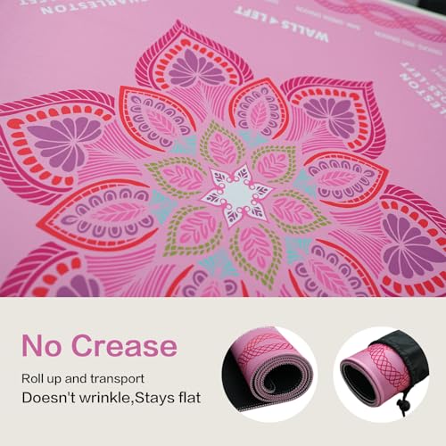Pink Mahjong Mat (33"x33"),Neoprene Mahjong Mat with Soft Surface for Poker, Cards,Dominoes,Tile Games,Easy to Carry Outdoor with Storage Bag - style: Pink Floral