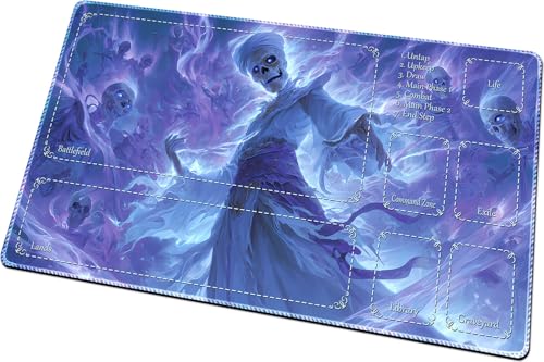 MTG Playmats(Stitched) 14x24in Compatible for OCG CCG RPG TCG Playmats with Card Zones Storage Bag (Carnival Skeleton-with Zone) - color: Carnival Skeleton-with Zone
