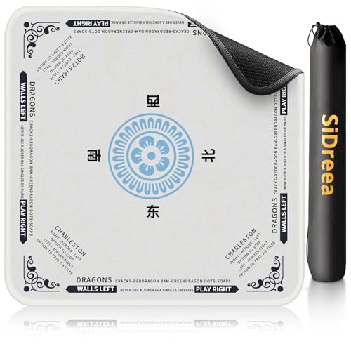 Mahjong Mat 32.4” x 32.4”, 3mm Thick Non-Slip Rubber Back Mahjong Table Mat, Noise Reduction Waterproof Mahjong Game Mat for Table, Mahjong Tile Mat for Cards, Dominoes & Board Games - color: White