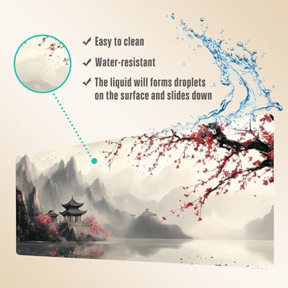 Extended Gaming Mouse Pad, Large Mouse Mat 3 mm Nature Rubber Base Mousepad with Stitched Edges, Non-Slip Desk Mat for Office Home Great Gift 31.5x11.8 Inch (Japanese Watercolor) - color: Japanese Watercolor