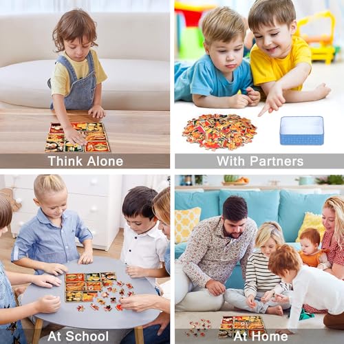 LELEMON Puzzles for Kids Ages 4-6,Food 60 Piece Puzzles for Kids Ages 6-8 in a Metal Box,Children Jigsaw Puzzles Kids Puzzles,Educational Learning Puzzle Toys for Girls and Boys - color: Food