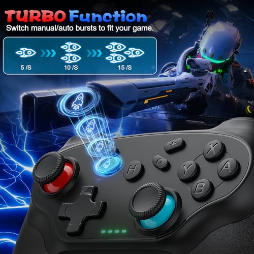 Nonbliep 2 Pack Wireless Controller for Nintendo Switch 2/1 Lite/OLED and PC, with Bluetooth, Turbo, Gyro Axis, Dual Vibration, and Screenshot, Compatible with Steam and Switch 2/1 - color: Black