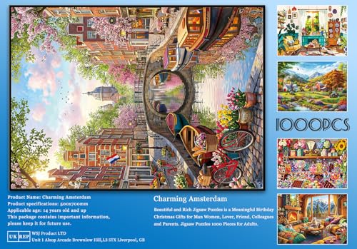 Jigsaw Puzzles for Adults 1000 Piece Puzzle for Adults 1000 Pieces Puzzle 1000 Pieces-Charming Amsterdam