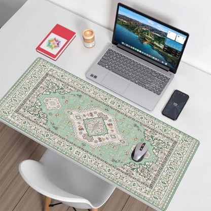 Baziabbo Green Desk Mat,XXL Extended Big Mouse Pad,Gaming Mousepad with Stitched Edge,Non-Slip Rubber Base Keyboard Desk Pad for Home Office Study Game - color: Green