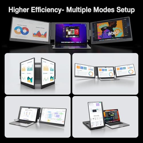 KYY 15.6" Laptop Screen Extender, 1080P FHD IPS Portable Monitor, One Cable USB-C Triple Monitor, Dual Travel Screen for 12"-17'' Laptops, 360° Rotation & Kickstand，X90D (Driver Need) - size: 15.6" Triple