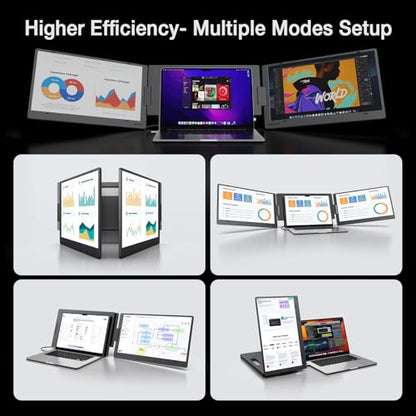 KYY 15.6" Laptop Screen Extender, 1080P FHD IPS Portable Monitor, One Cable USB-C Triple Monitor, Dual Travel Screen for 12"-17'' Laptops, 360° Rotation & Kickstand，X90D (Driver Need) - size: 15.6" Triple
