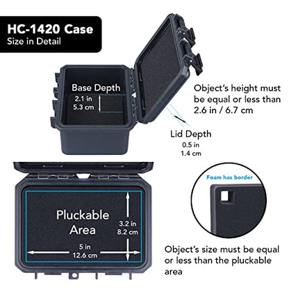 Lykus HC-1420 Mini Hard Case Dry Box with Foam Insert, Interior Size 5.5x3.5x2.7 in, IP66 Splash-Proof, Suitable for Cellphones, Tools, Small Devices and More - style: Int. Size: 5.5x3.5x2.7 in