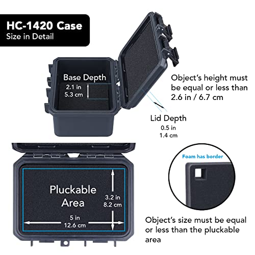 Lykus HC-1420 Mini Hard Case Dry Box with Foam Insert, Interior Size 5.5x3.5x2.7 in, IP66 Splash-Proof, Suitable for Cellphones, Tools, Small Devices and More - style: Int. Size: 5.5x3.5x2.7 in