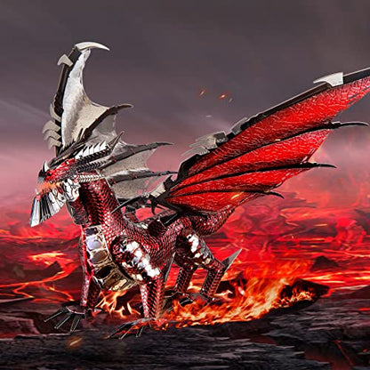 Piececool 3D Metal Model Kits-Black Dragon King, DIY 3D Puzzles for Adults Brain Teaser Puzzles for Teens, Great Birthday New Year Gifts, 107 Pcs - color: Blackred