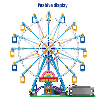 NEWRICE Rotating Ferris Wheel Building Blocks Kit,with Lights Amusement Park Building Construction Toys Set for 6+ Year Boys.Girls.Adult(870 Pieces)