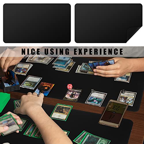 Ecally 4 Pcs Card Game Mats 24 x 14 Inch Playmat Table Smooth Playing Card Mat for TCG, Gameplay (Black) - color: Black