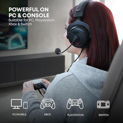 beyerdynamic MMX 330 Pro Open-Back Gaming Headset with Stellar.45 Driver and Condenser Microphone, Wired Gaming Headphone Suitable for PC, Gaming Console, PS, Switch. Handmade in Germany, Black