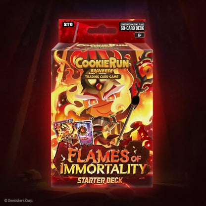 CookieRun TCG: Starter Deck - Flames of Immortality -Red Legendary Cookie Fire Spirit, Ready-to-Play Character Deck, Braverse Trading Card Battle Game - color: Red