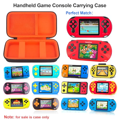 Elonbo Carrying Case for TaddToy/WELLST·G/Beijue/FAMILY POCKET/CCTU/X- JOYKIDS/GREENCREEK/Beico/KAVOYI/GuaiyeyeAP/TEBIYOU Handheld Game Console, Portable Electronic Gaming Player Bag, Black+ - color: Black+Inside Orange