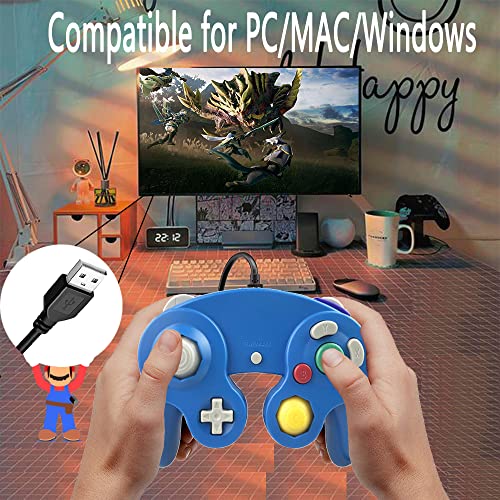 Reiso Classic NGC Wired USB Controller for Windows PC MAC (Blue) - color: Blue