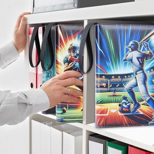 900 Pockets Trading Baseball Card Binder with Sleeves, 50 Removable Pages, 3 Ring Zipper Binder Collectable Card Book Album with Strap, Leather Sport Games Cards Folder, Card Collector Gifts - color: Baseball