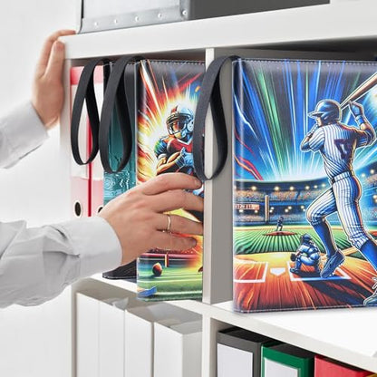 900 Pockets Trading Baseball Card Binder with Sleeves, 50 Removable Pages, 3 Ring Zipper Binder Collectable Card Book Album with Strap, Leather Sport Games Cards Folder, Card Collector Gifts - color: Baseball