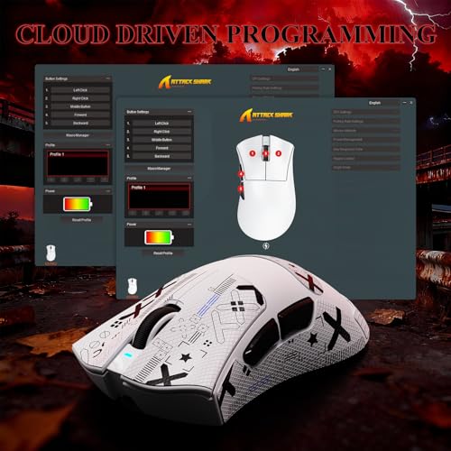 MAMBASNAKE Attack Shark V3 PRO 62g Superlight Wireless Gaming Mouse,RGB Charging Dock,BK52820 Tri-Mode BT/2.4G Wireless/Wired Mouse with Grip Tape,25000DPI,5 Programmable Buttons for Pc/Mac,White PRO - color: White&Stickers