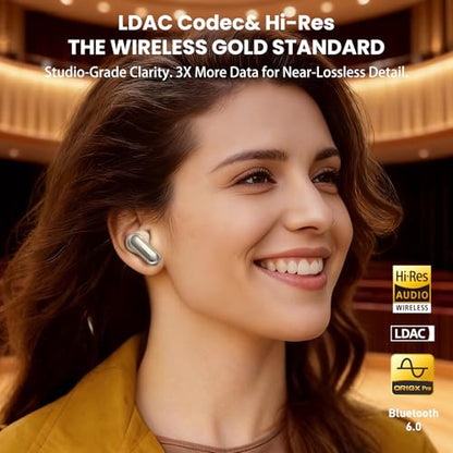 TOZO NC20 Active Noise Cancelling Wireless Earbuds LDAC Hi-Res Bluetooth | 6 Mics AI Call Ear Buds 80H Playtime, Dual Pairing, 32 EQ via App, IPX8 Waterproof, Wireless Charging Case - color: Matte Champagne