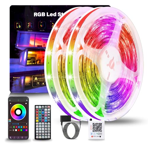 NBBUFF Led Lights for Bedroom 132ft (2 Rolls of 65.6ft), Color Changing RGB Led Strip Lights with 60 Keys Remote and App Control, Music Sync Led Lights for Room Kitchen Party Home Decor - size: 132 ft