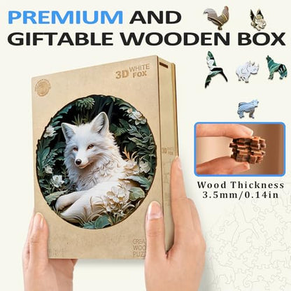 Wooden Puzzle for Adults - Unique Shape Fox Wooden Jigsaw Puzzle, Wood Puzzles, Challenge Puzzle for Adults 11.4x11.4 in 200 Pieces
