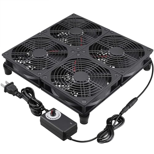 GDSTIME Router Cooling Fan with AC Plug Speed Control for ASUS GT/RT-AC5300 | Big Airflow, 4x 120mm Fans (240x240mm), High Performance Cooler Cooling Pad, for Laptop, Mini PC, TV Box, Xbox, Amplifiers