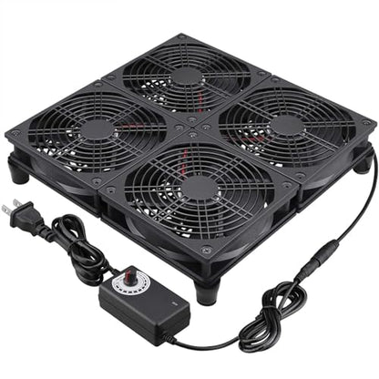 GDSTIME Router Cooling Fan with AC Plug Speed Control for ASUS GT/RT-AC5300 | Big Airflow, 4x 120mm Fans (240x240mm), High Performance Cooler Cooling Pad, for Laptop, Mini PC, TV Box, Xbox, Amplifiers