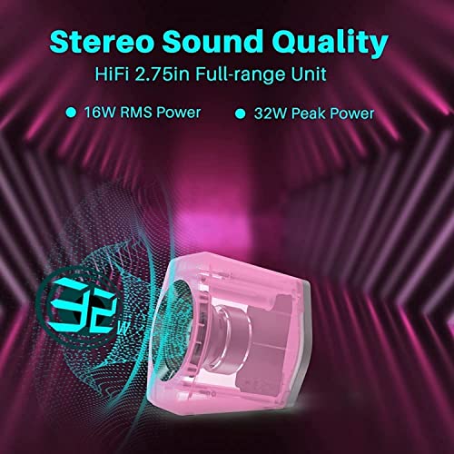 Edifier G2000 32W PC Computer Speakers for Gaming Desktop PC Laptop Mac Computer Woofer Speakers Bluetooth USB 3.5mm AUX Inputs RGB Lights Multimedia Speakers Pink - color: Pink