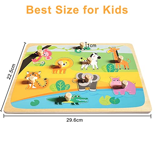 Wooden Peg Puzzles for Toddlers 1-3 - Montessori Educational Learning Puzzle Toys for Baby Gifts - style: Style C