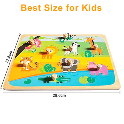 Wooden Peg Puzzles for Toddlers 1-3 - Montessori Educational Learning Puzzle Toys for Baby Gifts - style: Style C