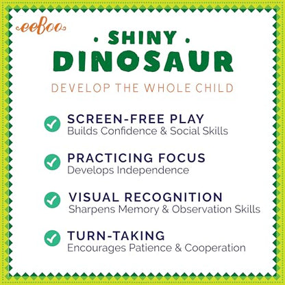 eeBoo Shiny Dinosaur Memory & Matching Game, Ages 3+, 1-4 Players | Teaches dinosaur names & pronunciation. Sharpens recognition, concentration & memory skills. Includes 48 foil tiles, 24 pairs - style: Shiny Dinosaur